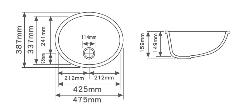 U-101 圓形洗手台尺寸